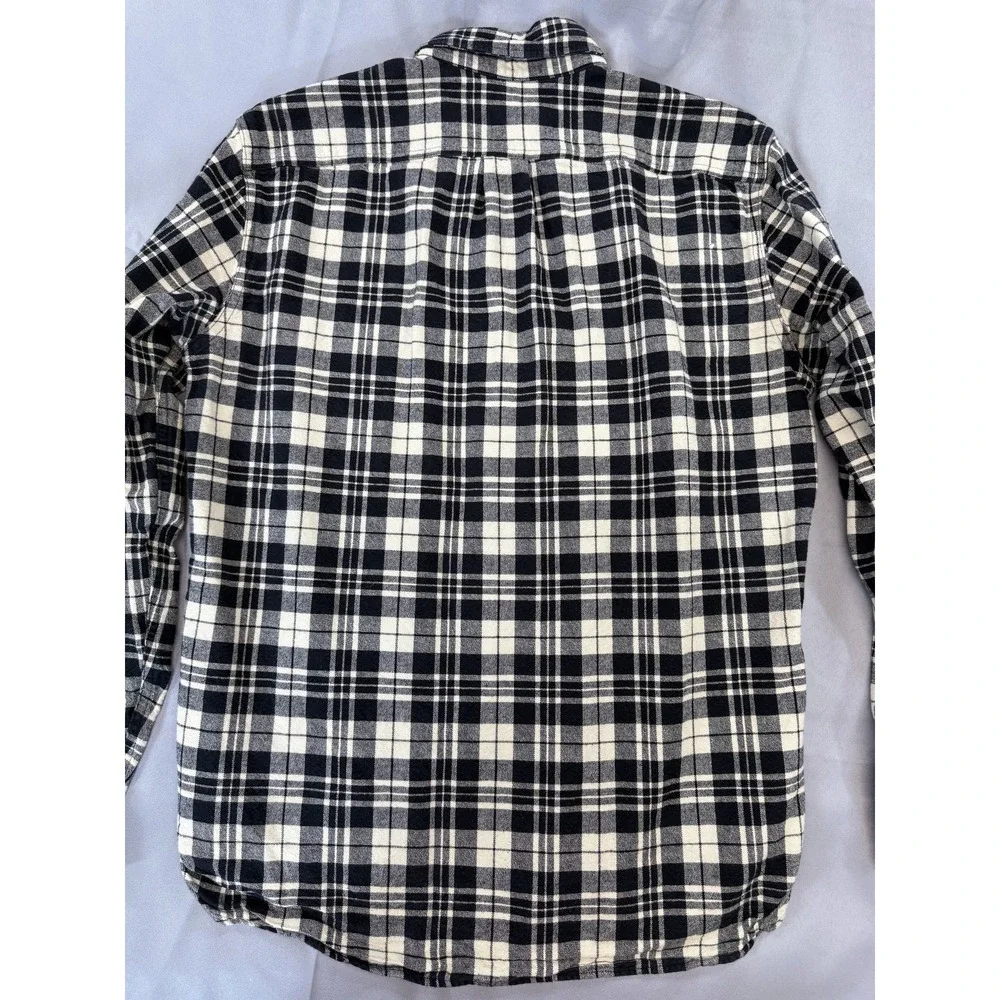 J Crew Shirt Mens Medium Blue White Plaid Flannel Workshirt‎ Button Up Cotton